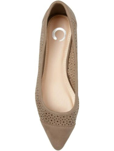 JOURNEE COLLECTION Womens Beige Comfort Perforated Finnola Pointed Toe Wedge Slip On Pumps 12 M