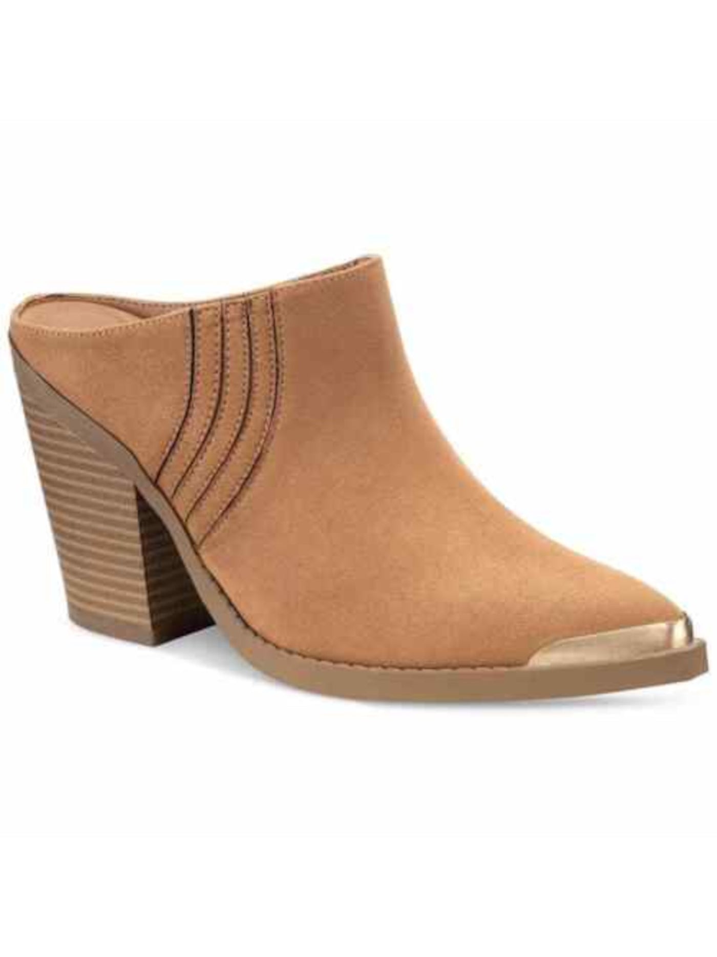 SUN STONE Womens Brown Goring Cushioned Deyzaa Pointed Toe Block Heel Slip On Heeled Mules Shoes 9 M