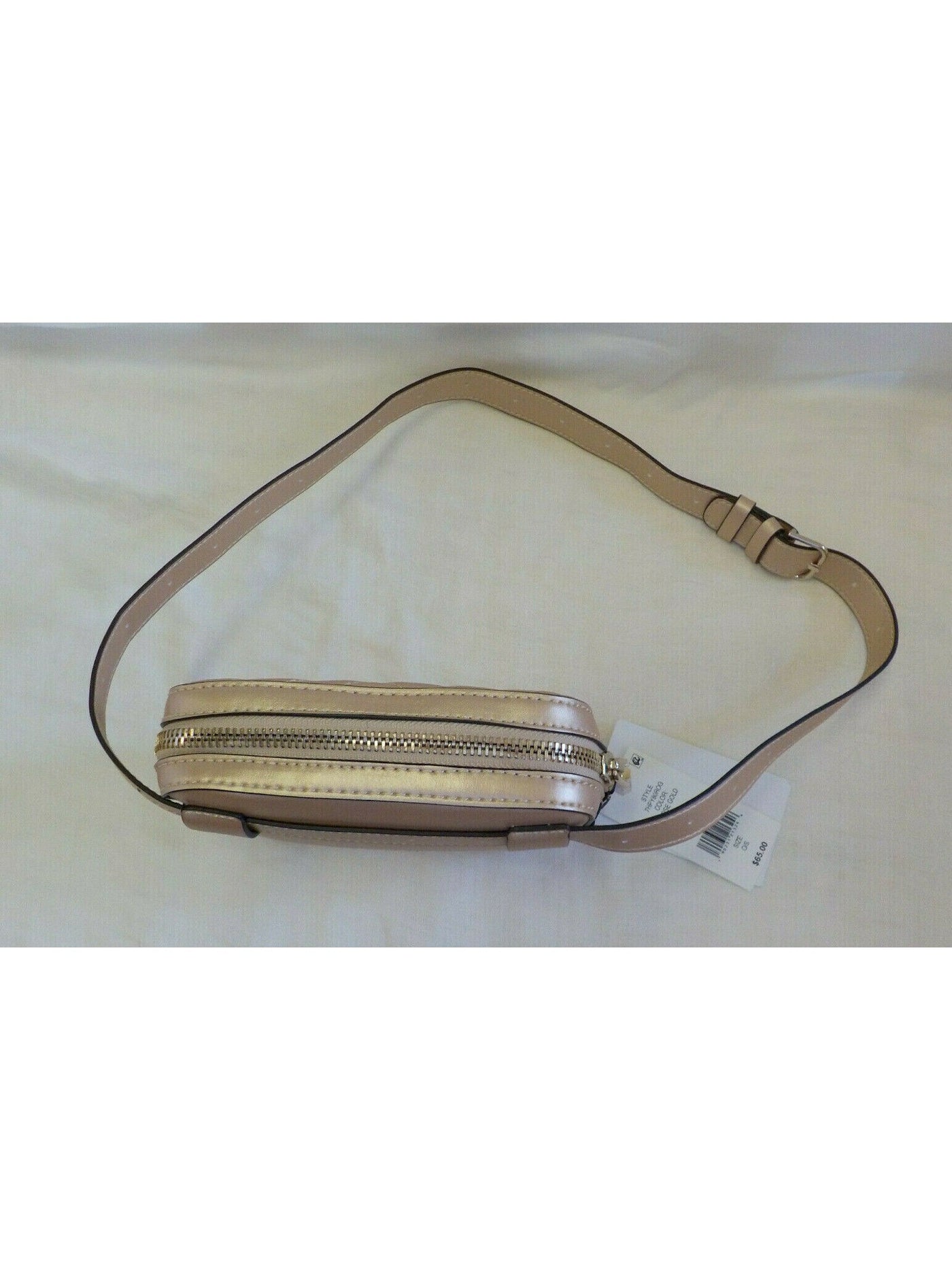 NASTY GAL Women's Gold Ribbed Leather Adjustable Strap Belt Bag Purse