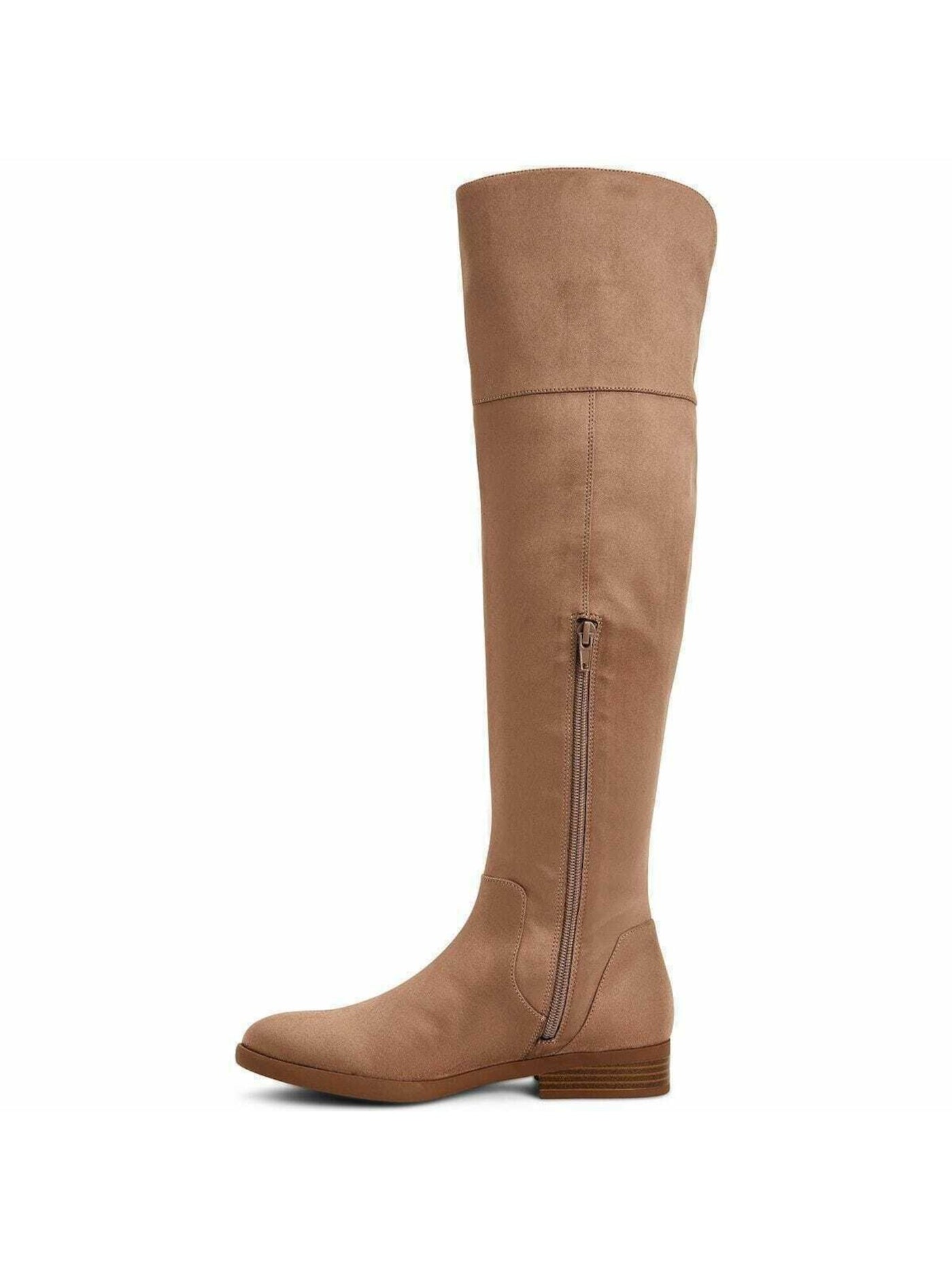STYLE & COMPANY Womens Beige Round Toe Stacked Heel Zip-Up Dress Boots Shoes M