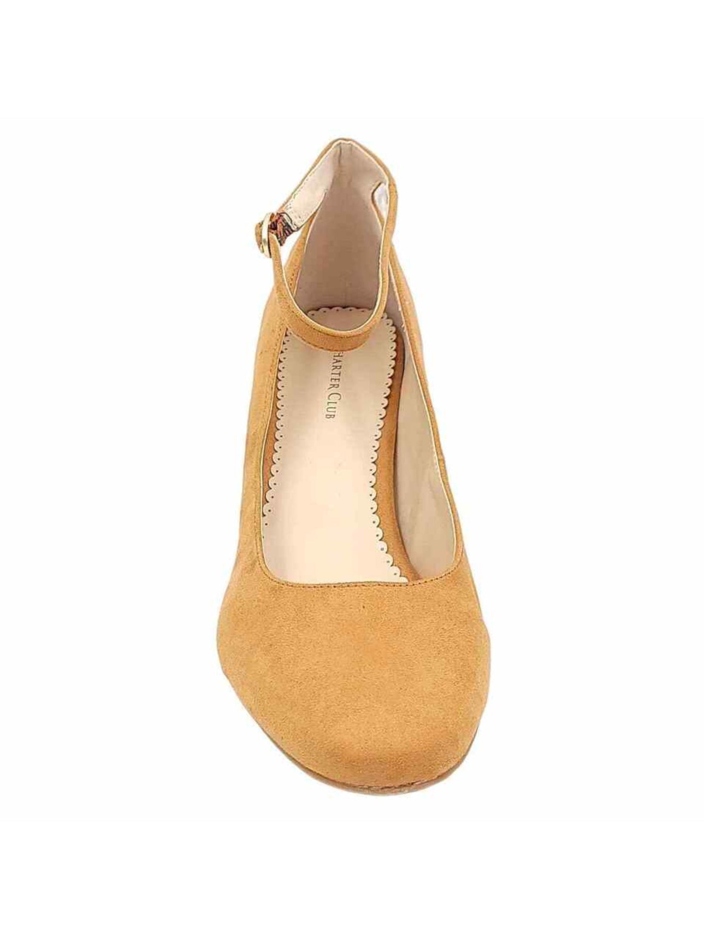 CHARTER CLUB Womens Beige Padded Adjustable Ankle Strap Francina Almond Toe Block Heel Buckle Dress Pumps Shoes 9.5 M