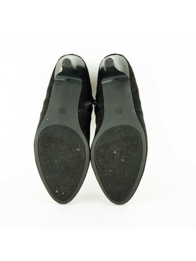 KAREN SCOTT Womens Black Perforated Cushioned Marius Almond Toe Sculpted Heel Zip-Up Booties M