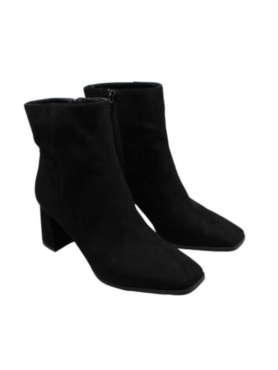 INC Womens Black Arch Support Slip Resistant Dasha Square Toe Block Heel Zip-Up Booties 10 M