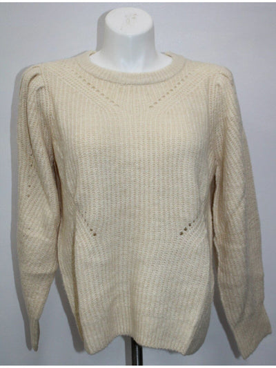INC Womens Beige Long Sleeve Jewel Neck Sweater L