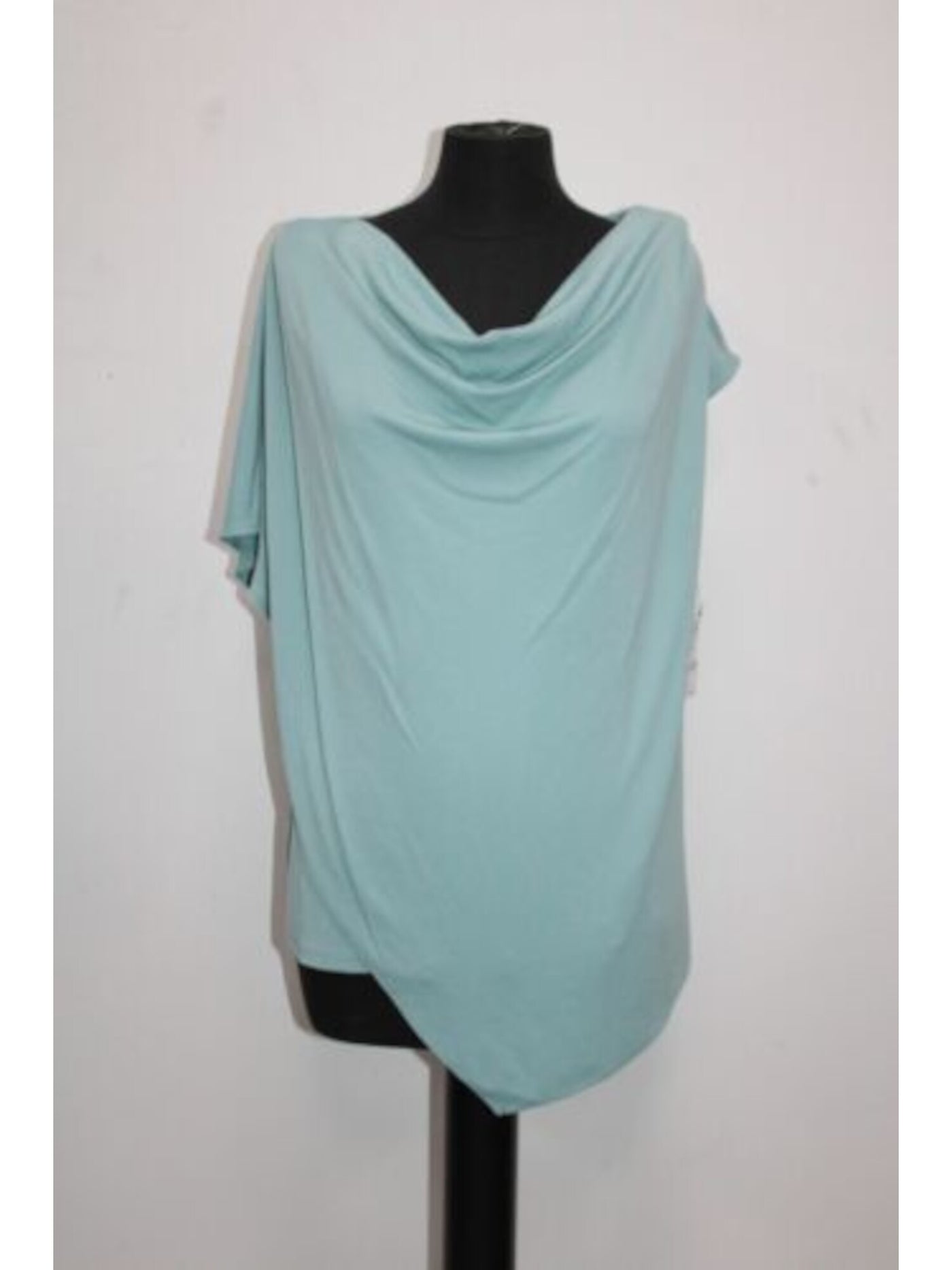 ALFANI Womens Teal Cap Sleeve Cowl Neck Wear To Work Peplum Top L