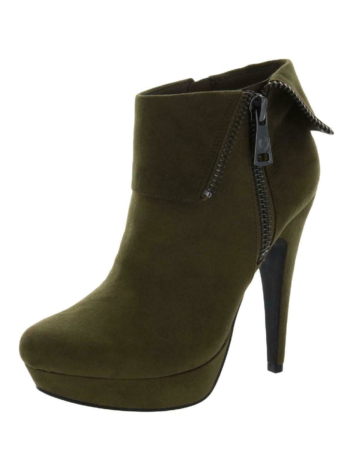 GBG Womens Green 1" Platform Cushioned Almond Toe Stiletto Zip-Up Dress Booties 10