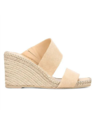 VINCE. Womens Beige 1/2" Platform Jute Wrapped Goring Cushioned Asymmetrical Garlin Square Toe Wedge Slip On Suede Slide Sandals Shoes 10 M