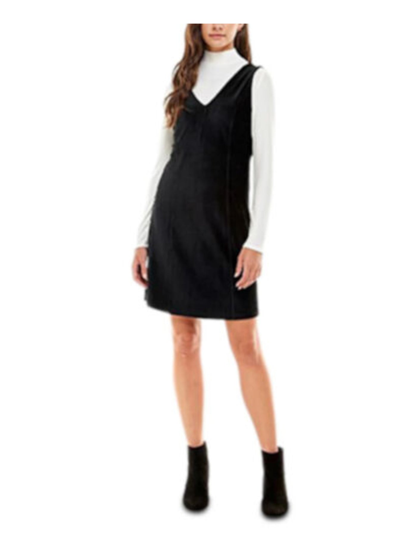 PLANET GOLD Womens Black Long Sleeve V Neck Above The Knee Shift Dress – Bobbi + Bricka PLANET GOLD Womens Black Long Sleeve V Neck Above The Knee Shift Dress – Bobbi + Bricka