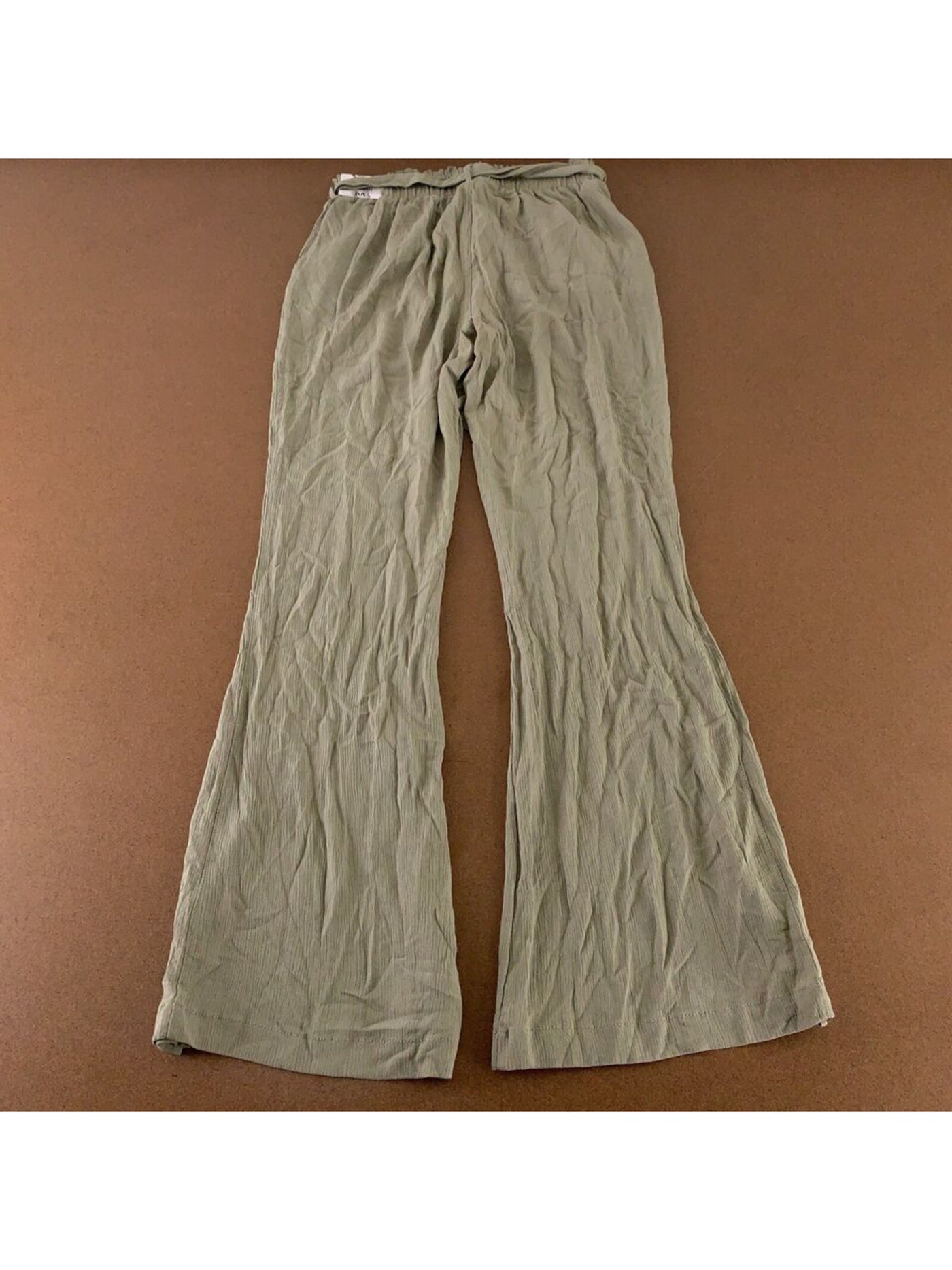 REWASH Womens Beige Pocketed Belted Split Front Hem Paperbag Wide Leg Pants XS