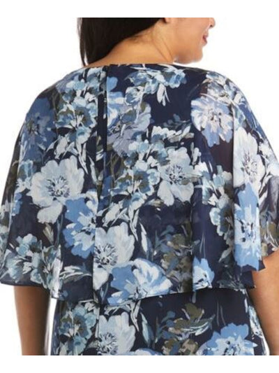 R&M RICHARDS Womens Navy Sheer Tie At Front Hem Floral Flutter Sleeve Bolero Jacket 14
