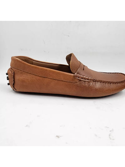 THE MENS STORE Mens Brown Penny Holder Driver Sole Padded Square Toe Slip On Leather Loafers Shoes 9.5 M