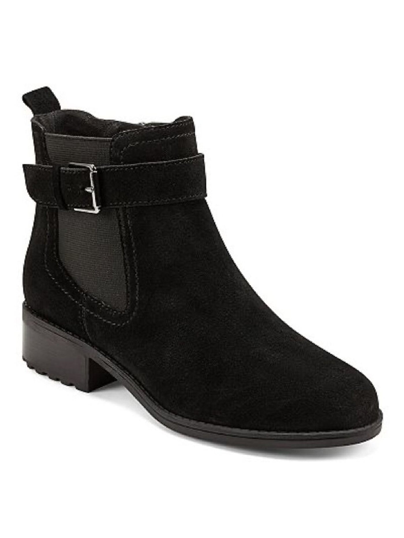 EASY SPIRIT Womens Black Buckle Accent Water Resistant Rae Round Toe Block Heel Zip-Up Booties 5.5 M