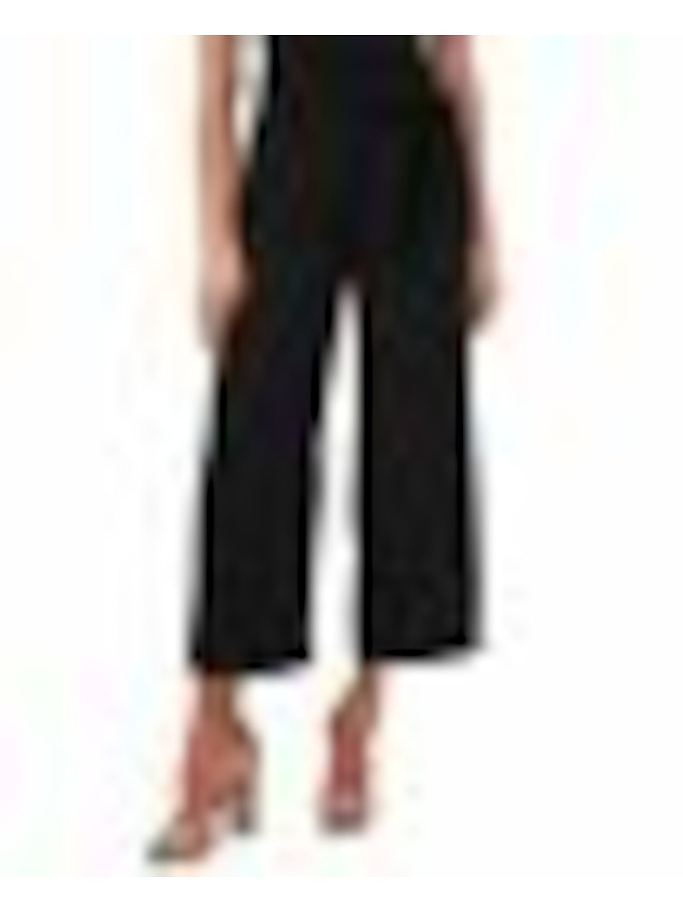 CECE Womens Black Belted Pocketed Cropped Crepe Wide Leg Pants 0