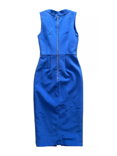 NICHOLAS Womens Blue Zippered Slitted Seamed Front Lined Sleeveless V Neck Above The Knee Party Sheath Dress 2