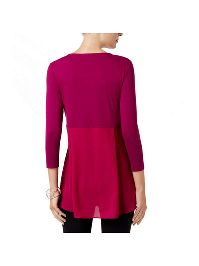 ALFANI Womens Purple 3/4 Sleeve Scoop Neck Wear To Work Hi-Lo Top XS