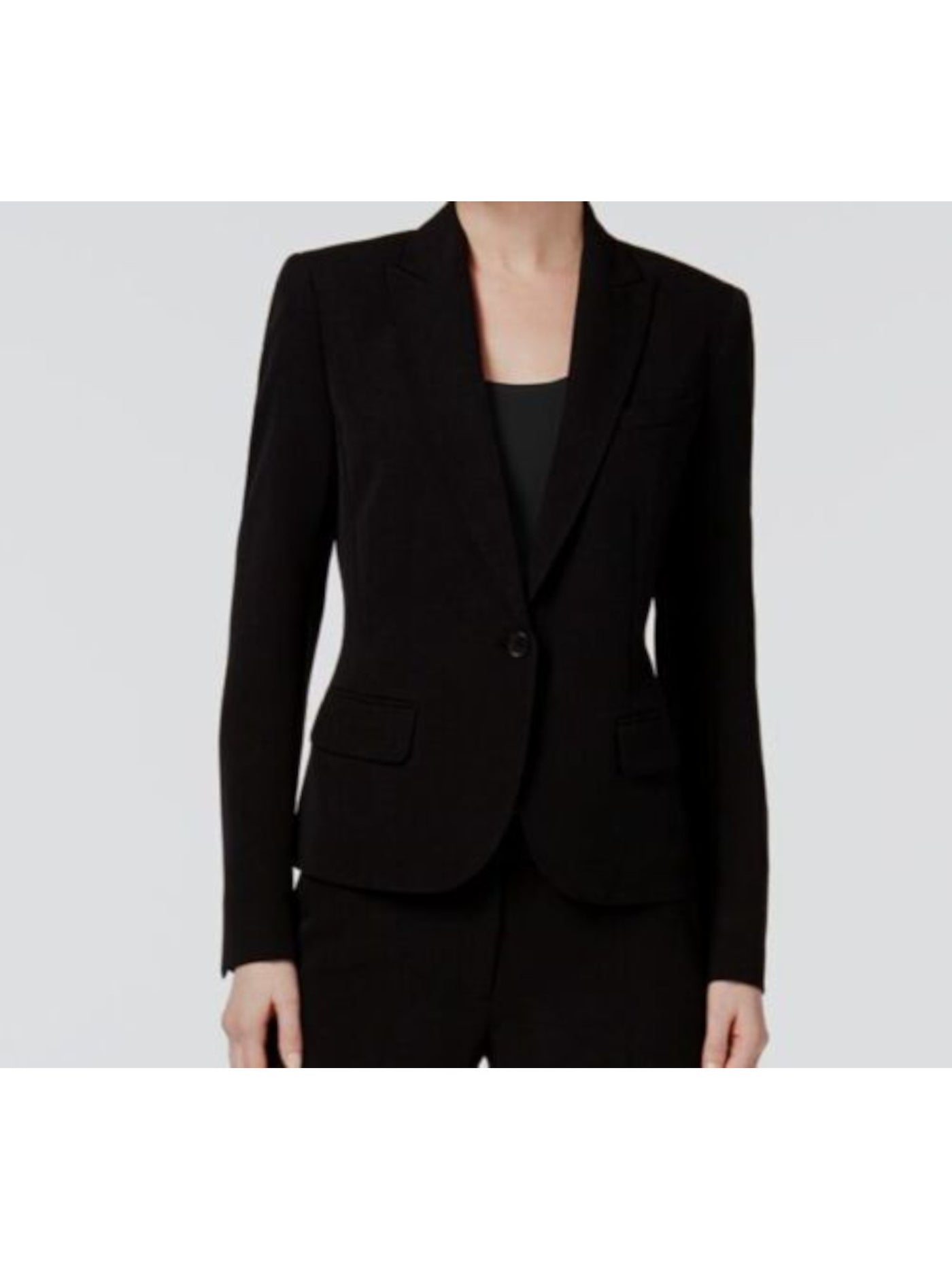 ANNE KLEIN Womens Black Pocketed Single Button Back Vent Lined Blazer Jacket 6