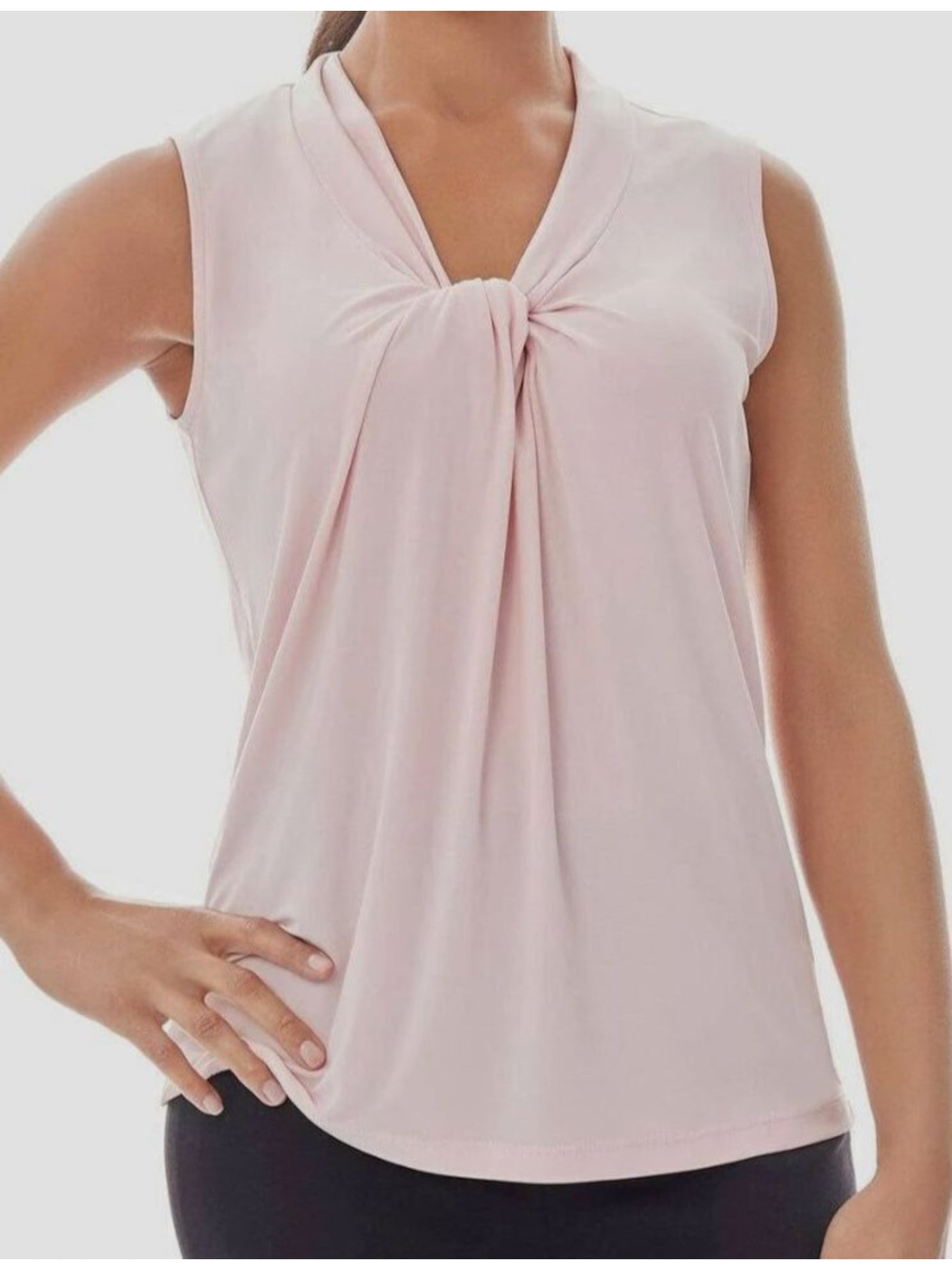 KASPER Womens Pink Twist Front Draped Neckline Pullover Sleeveless Top S