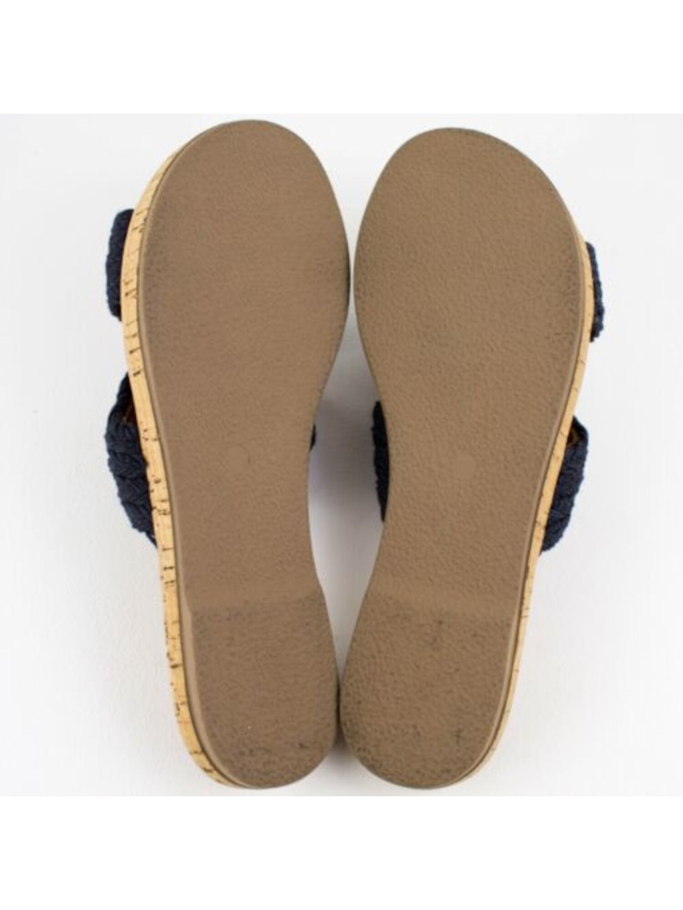 SPLENDID Womens Navy Comfort Braided Suzette Round Toe Platform Slip On Slide Sandals Shoes 9