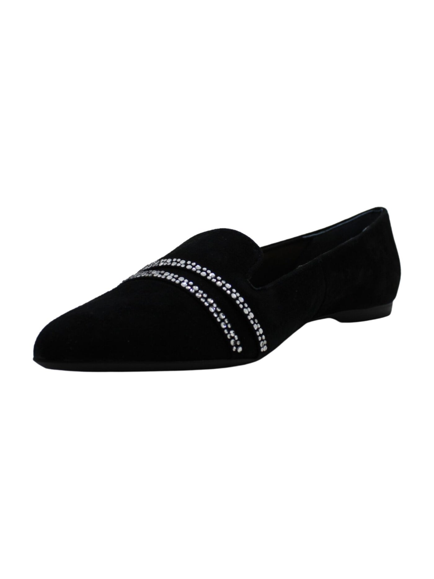 ALFANI Womens Black Step 'N Flex Technology Rhinestone Poee Pointed Toe Slip On Leather Loafers Shoes M