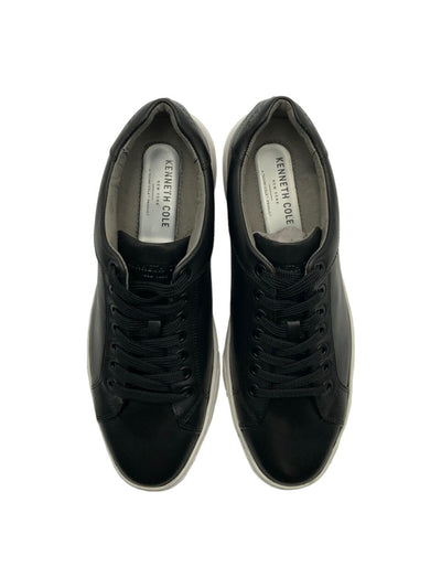 KENNETH COLE NEW YORK Mens Black Padded Liam Round Toe Lace-Up Leather Sneakers Shoes 7.5