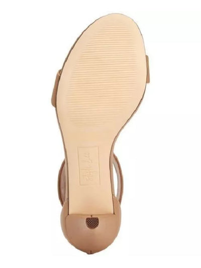 STYLE & COMPANY Womens Beige Ankle Strap Padded Paycee Open Toe Cone Heel Zip-Up Heeled M