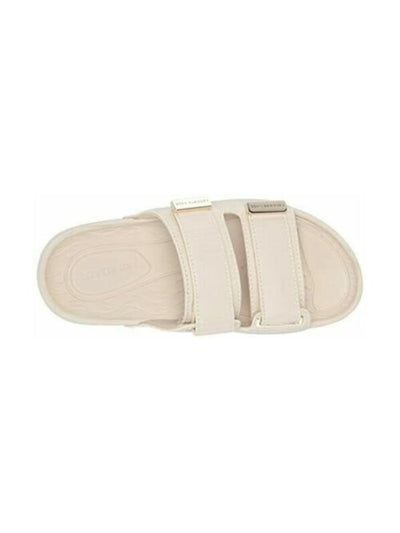 KENNETH COLE Womens Ivory Engraved Adjustable Strap Comfort Nova Round Toe Platform Slip On Slide Sandals Shoes 7 M