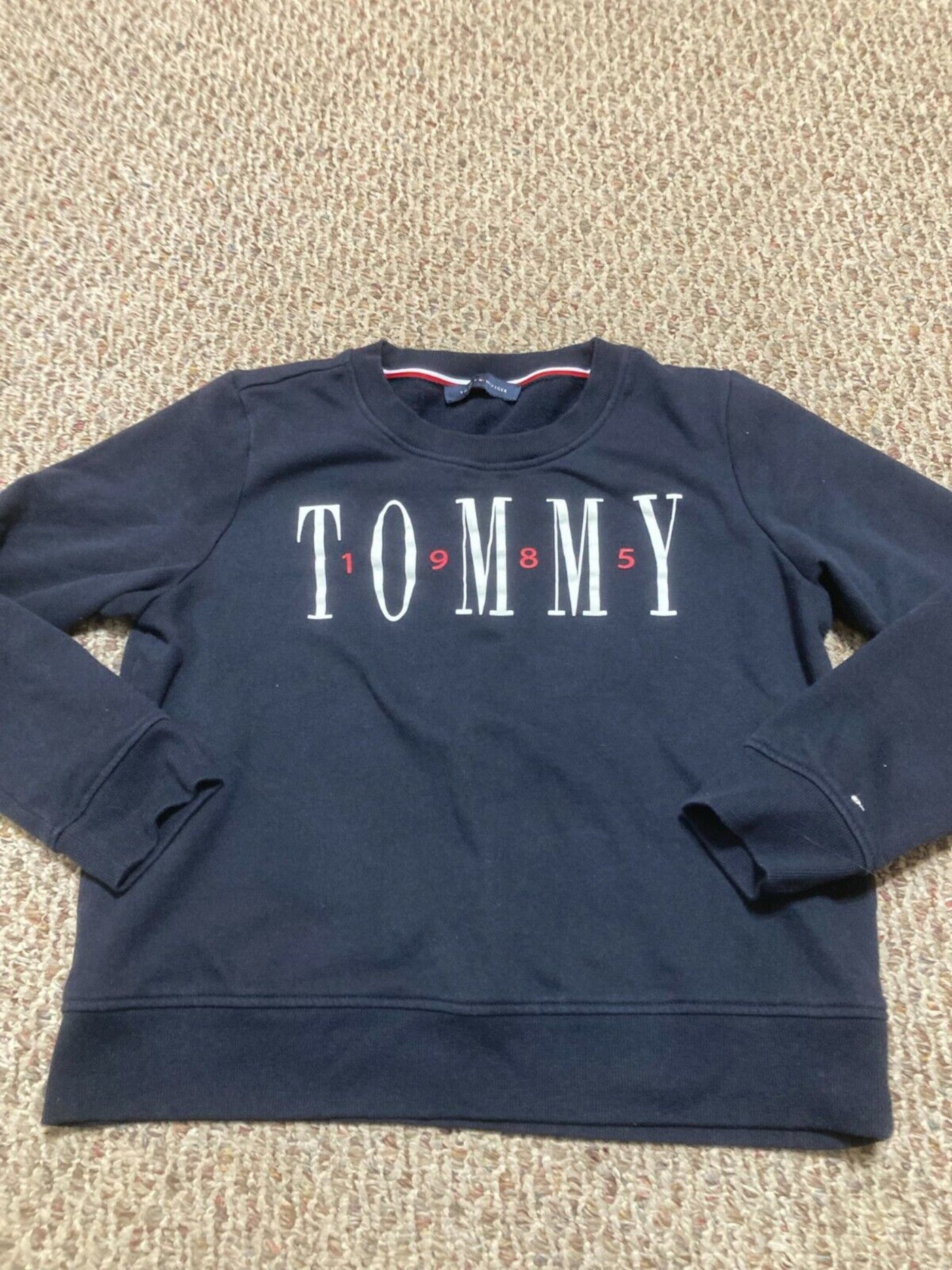 TOMMY HILFIGER Womens Navy Logo Graphic Long Sleeve Crew Neck Sweater L