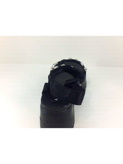 AQUA Womens Black Adjustable Studded Strappy Sun Round Toe Platform Slingback Sandal 8.5 M