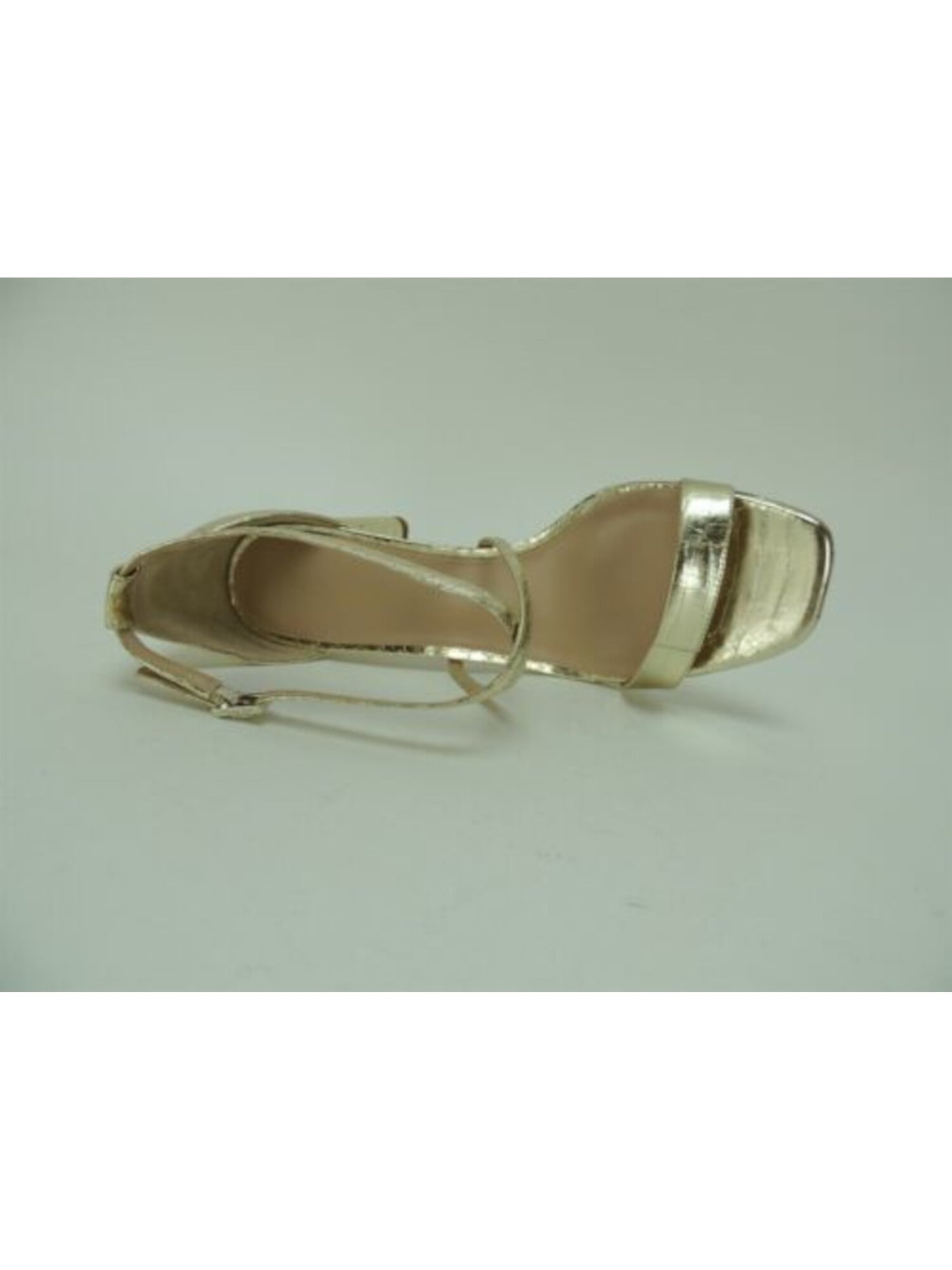 VIA SPIGA Womens Gold Croc Cushioned Ankle Strap Sabinne Square Toe Block Heel Buckle Leather Dress Sandals Shoes 10 M