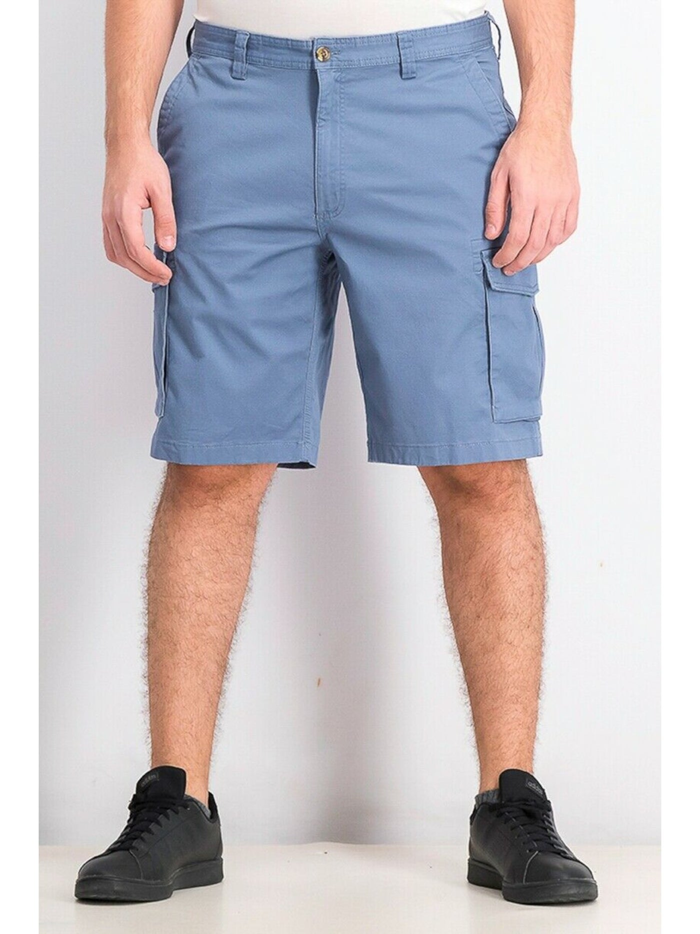 CLUBROOM Mens Blue Classic Fit Stretch Cargo Shorts 36W