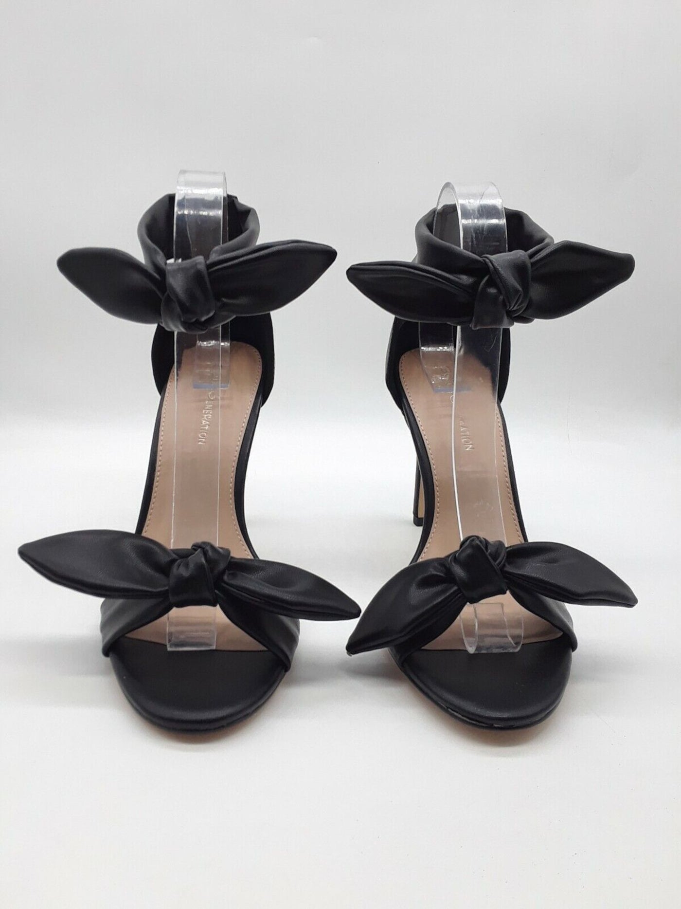 BCBGENERATION Womens Black Ankle Strap Bow Accent Jessa Round Toe Stiletto Zip-Up Dress Heeled Sandal 6