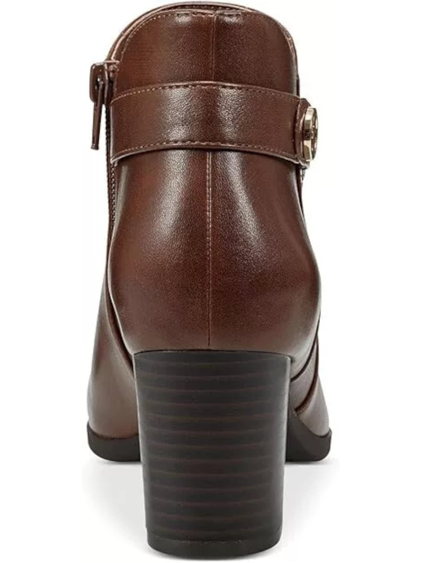 GIANI BERNINI Womens Brown Logo Hardware Strap Detail Cushioned Slip Resistant Artemyss Round Toe Block Heel Zip-Up Heeled Boots 7.5 M