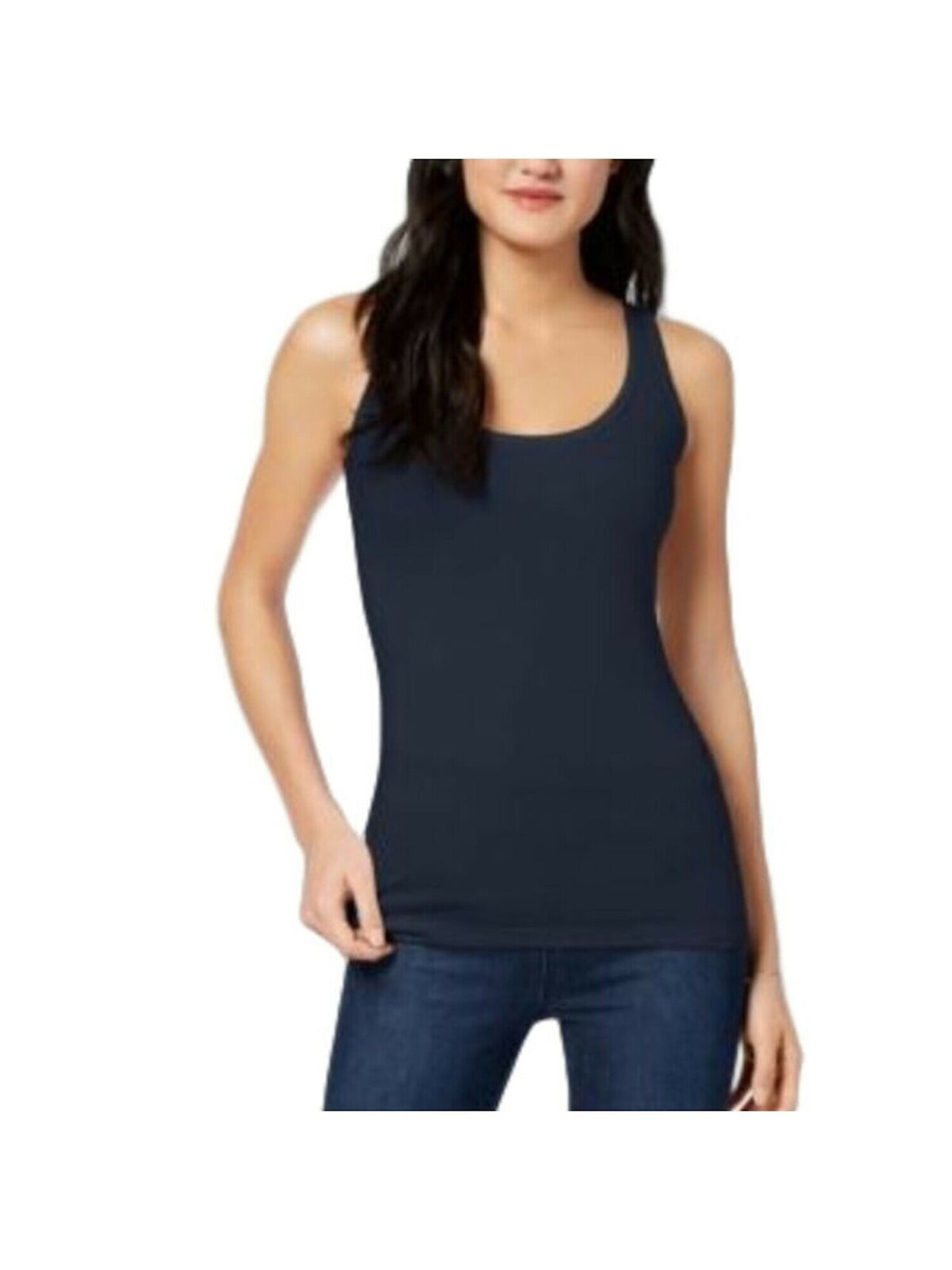 MAISON JULES Womens Navy Sleeveless Scoop Neck Tank Top Size: XS