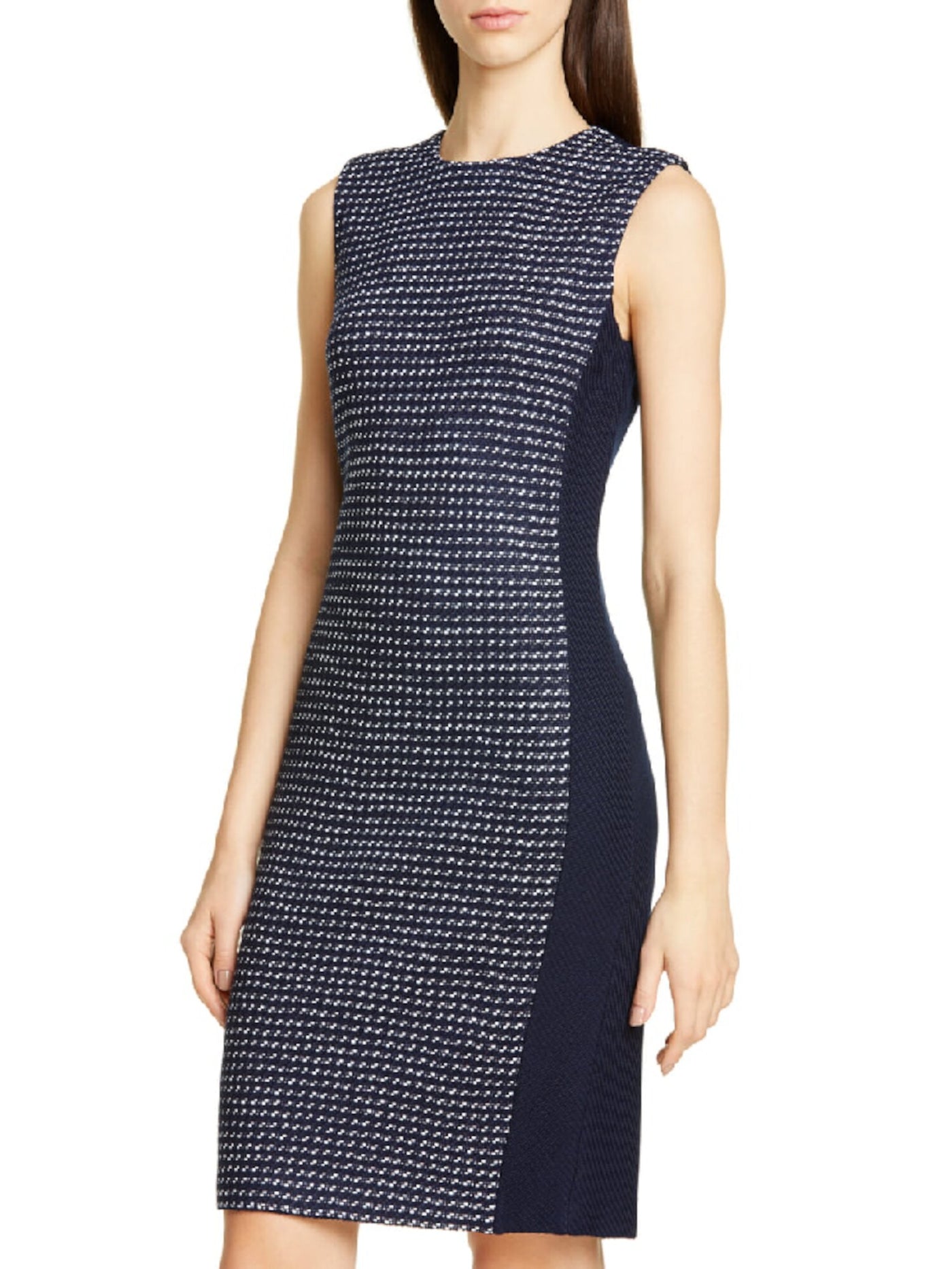ST JOHN Womens Navy Jewel Neck Dress 12