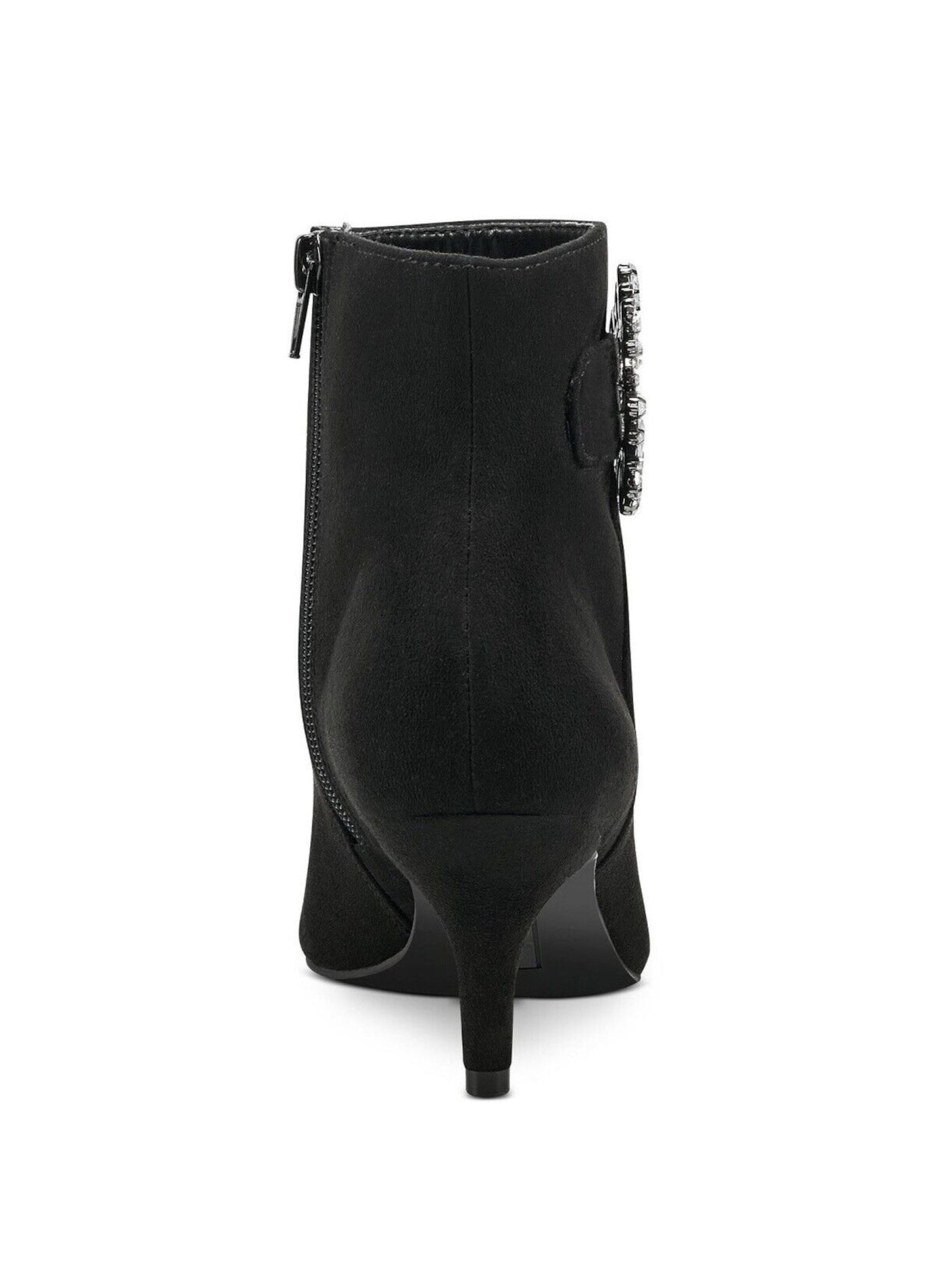CHARTER CLUB Womens Black Embellished Comfort Crafta Pointed Toe Kitten Heel Zip-Up Booties 7 M