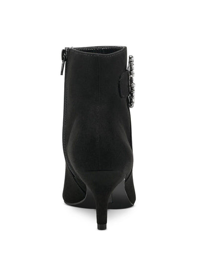 CHARTER CLUB Womens Black Embellished Comfort Crafta Pointed Toe Kitten Heel Zip-Up Booties 6.5 M