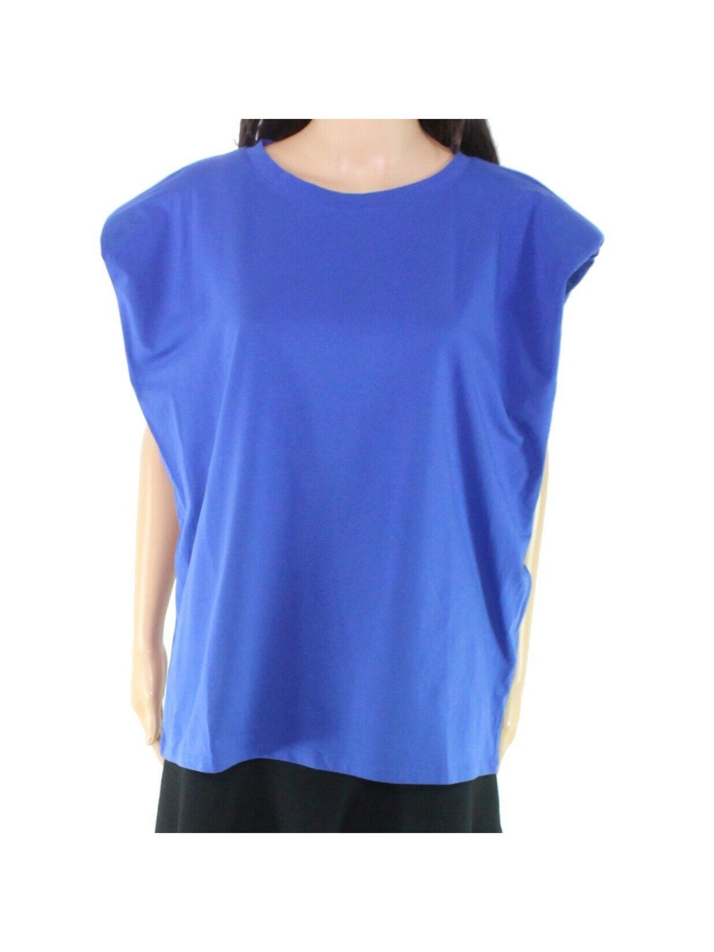 INC Womens Blue Boxy Crew Neck T-Shirt Size: L