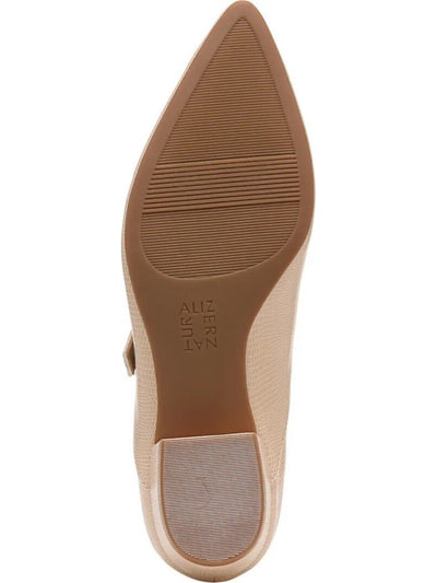 NATURALIZER Womens Beige Snake Embossed Padded Non-Slip Florencia Pointed Toe Block Heel Buckle Mary Jane W