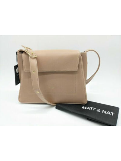 MATT & NAT Women's Beige Leia Nylon Logo Studded Adjustable Strap Shoulder Bag