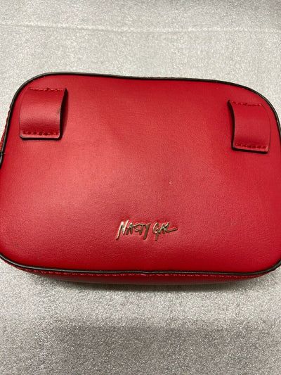 NASTY GAL Women's Red Ribbed Leather Adjustable Strap Belt Bag Purse