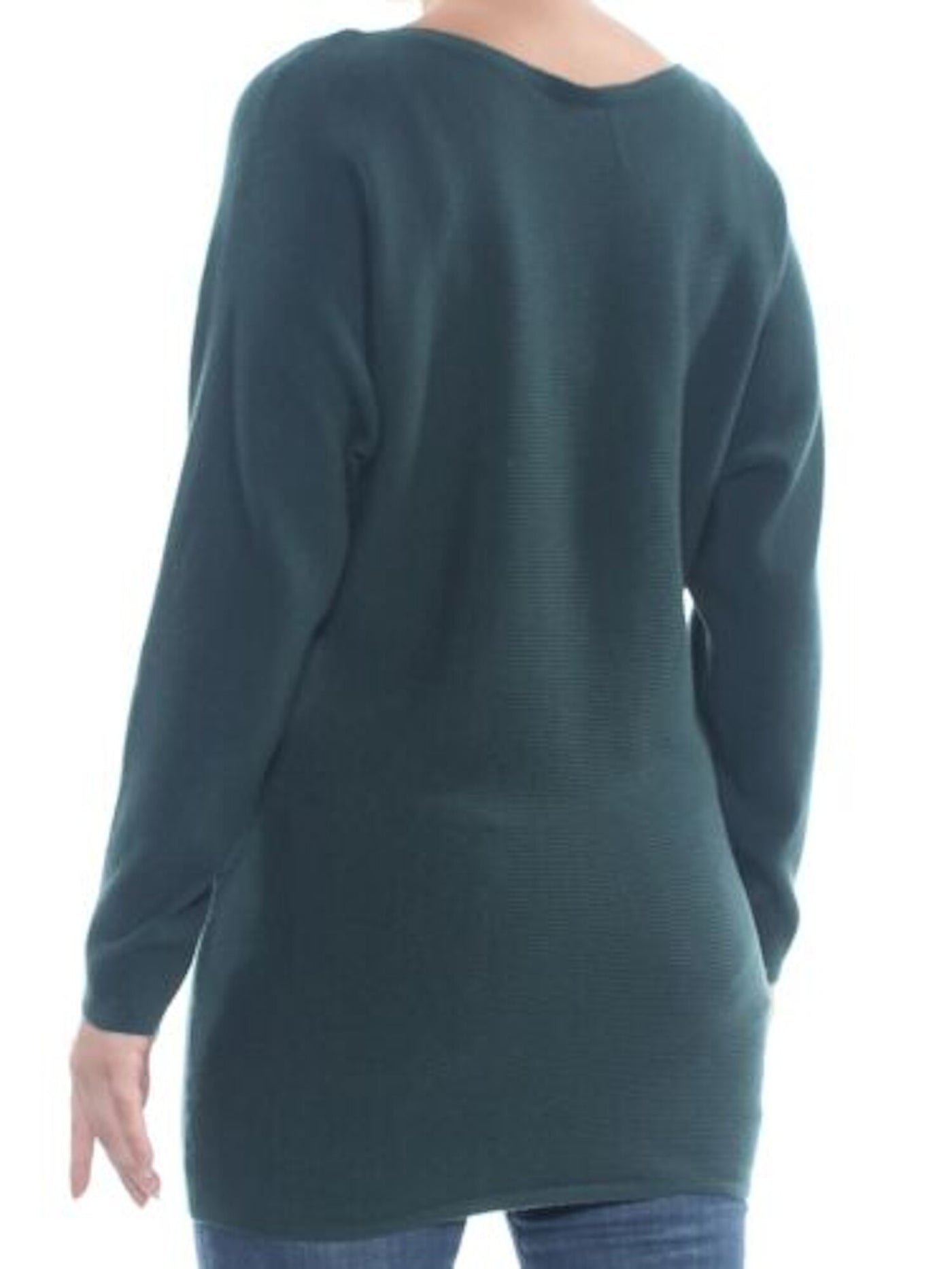 INC Womens Green Ribbed Ribbed Knit Dolman Sleeve Jewel Neck T-Shirt S