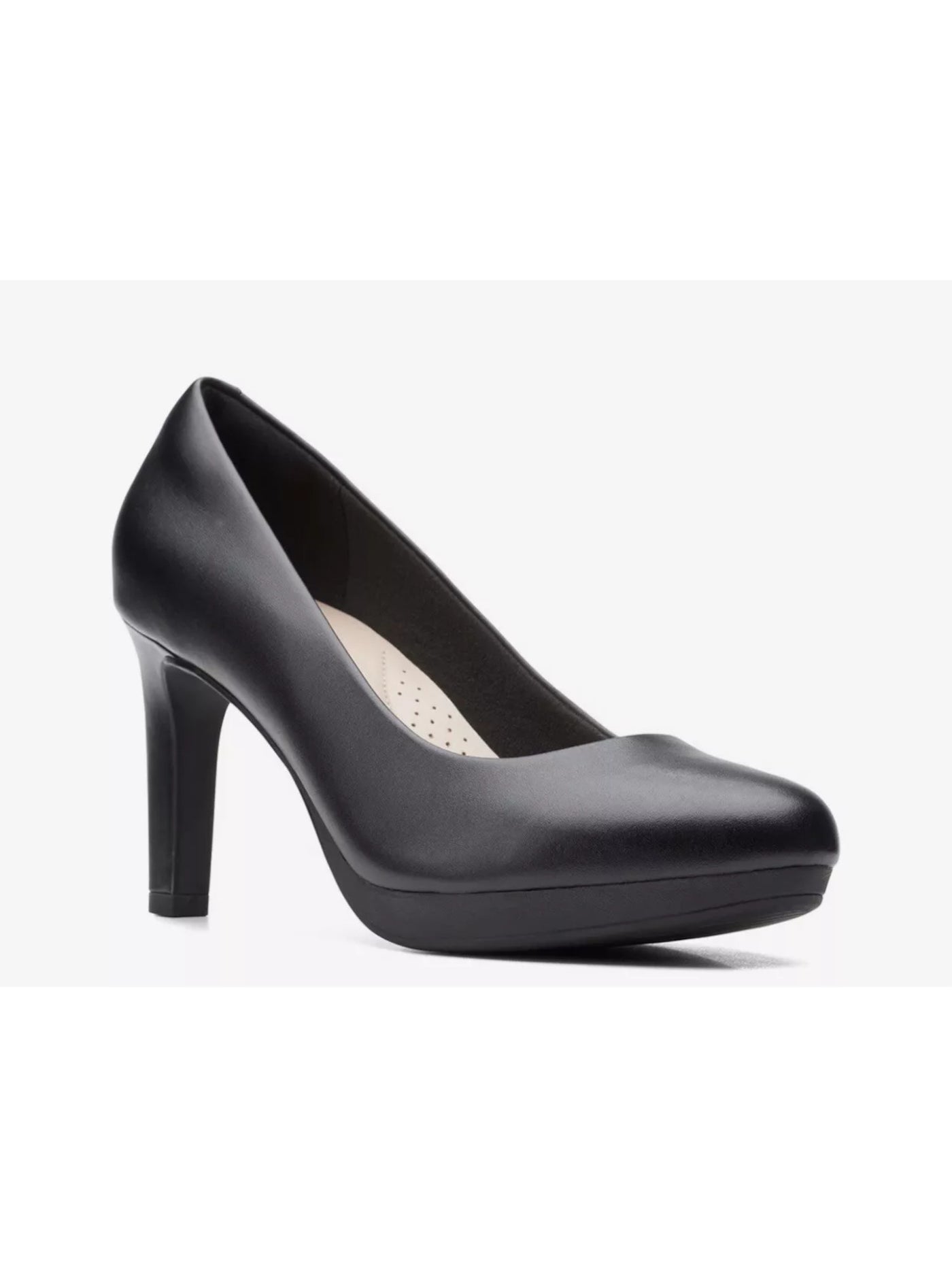 CLARKS COLLECTION Womens Black Padded Ambyr Joy Almond Toe Block Heel Slip On Leather Dress Pumps Shoes 6.5 W