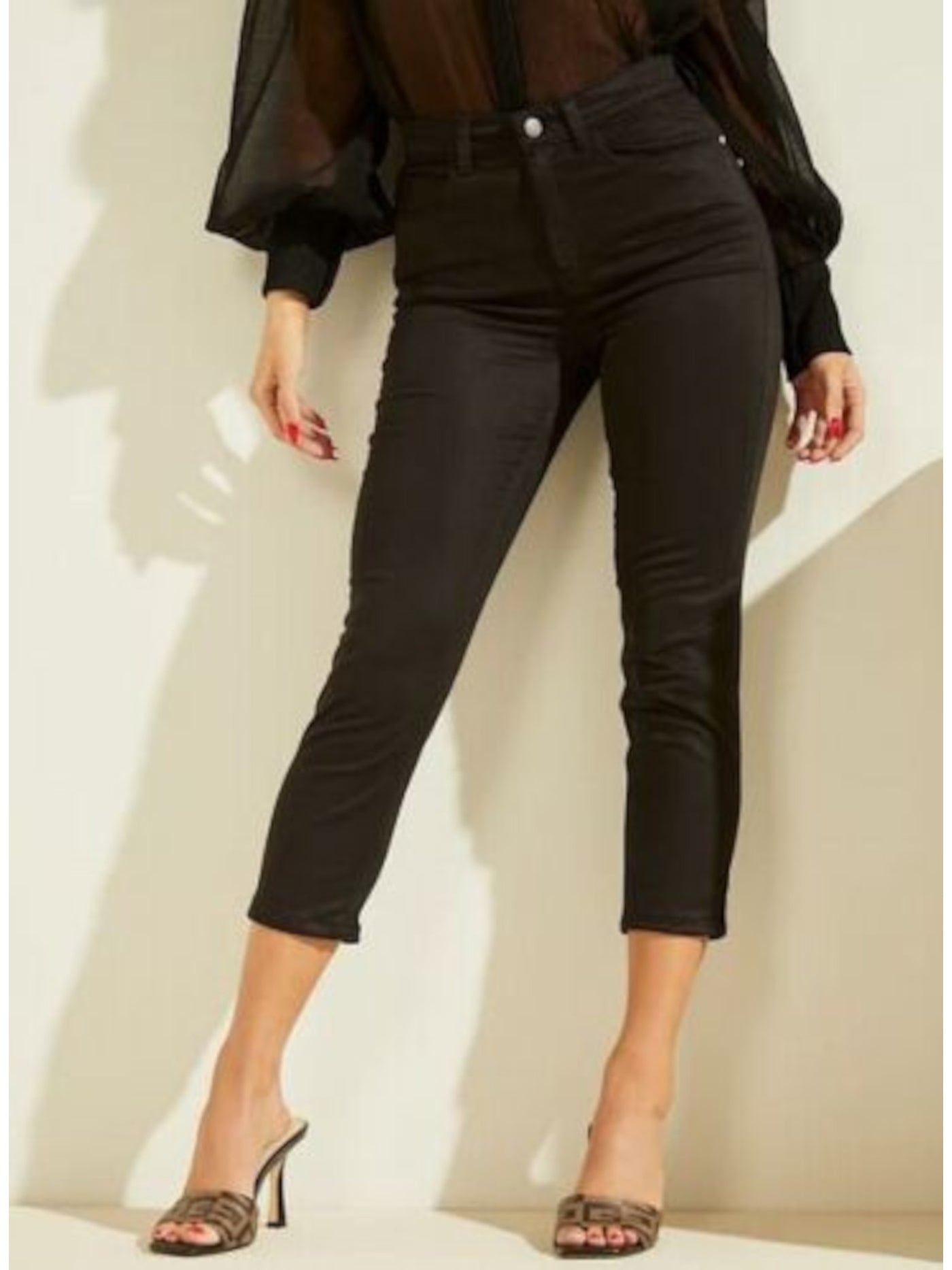 GUESS Womens Black Stretch Pocketed Zippered High-rise Capri Skinny Pants XS