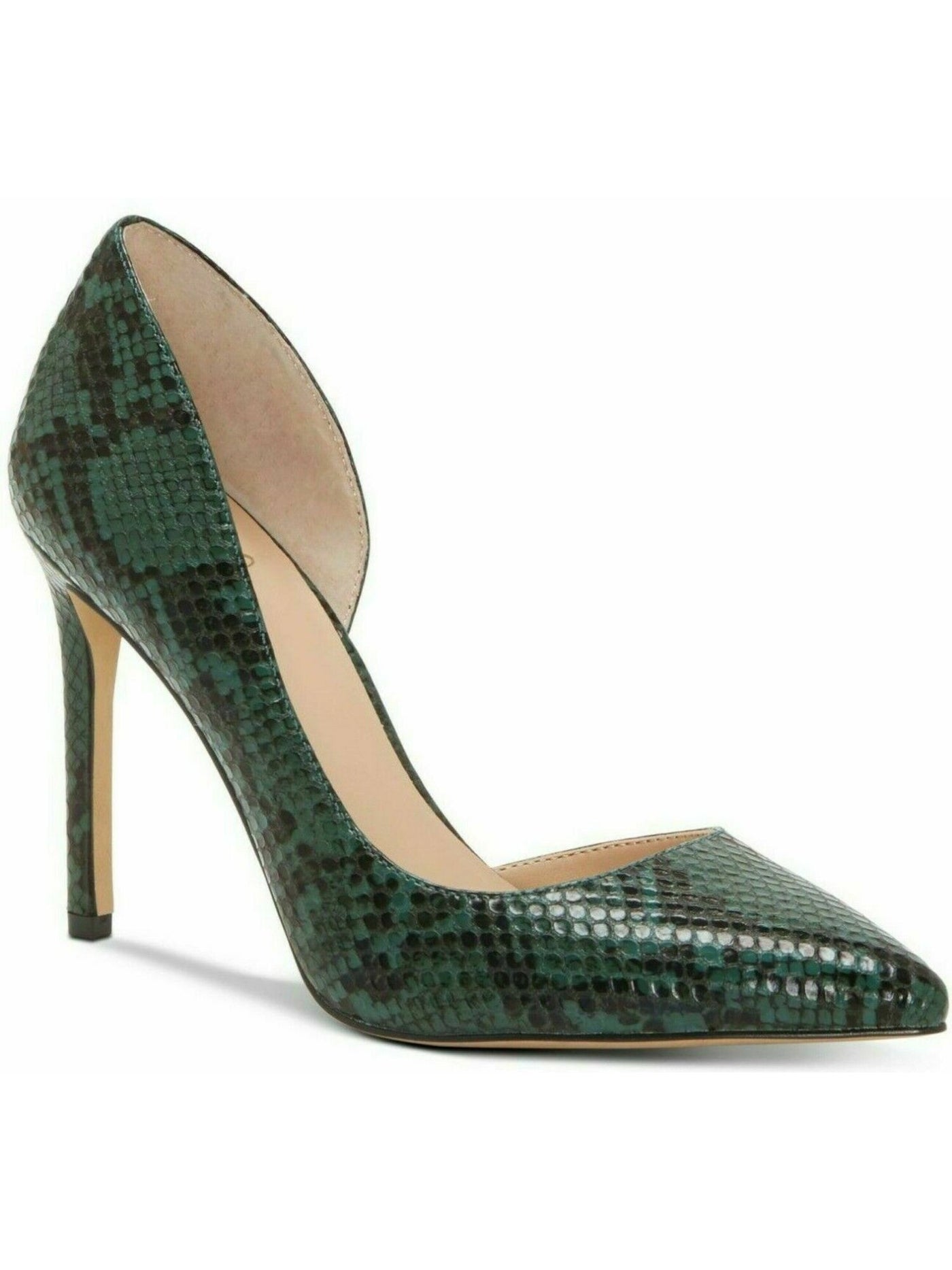 INC Womens Green Snake Pattern D'orsay Cushioned Kenjay Stiletto Slip On Dress Pumps 8.5 M