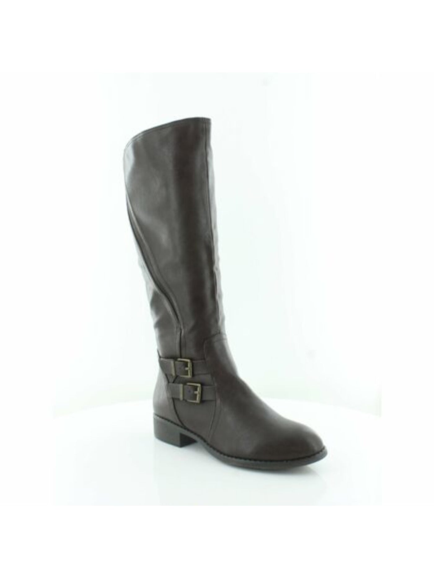 STYLE & COMPANY Womens Gray Double Strap Elastic Gore Buckle Accent Padded Milah Almond Toe Block Heel Zip-Up Riding Boot 5.5 M