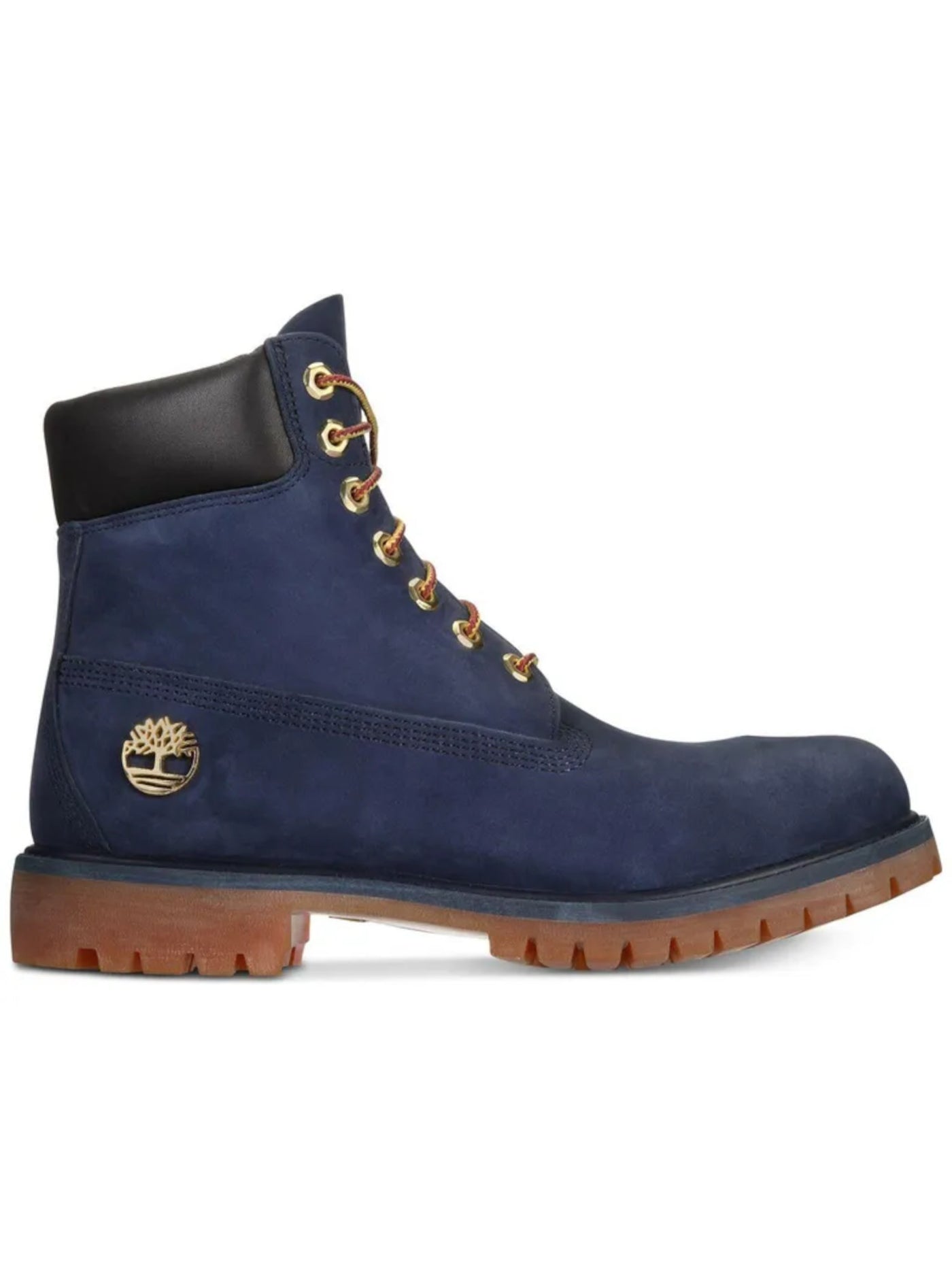 TIMBERLAND Womens Navy Padded Collar Logo Hardware Treaded Lug Sole Padded 6 Round Toe Lace-Up Leather Boots Shoes 9.5 M