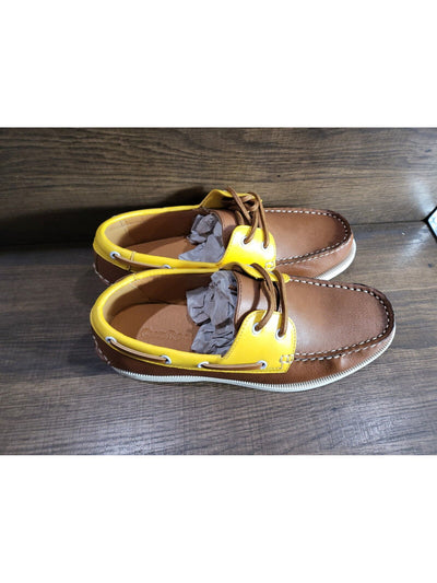 CLUBROOM Mens Brown Comfort Elliot Round Toe Lace-Up Boat Shoes 9 M