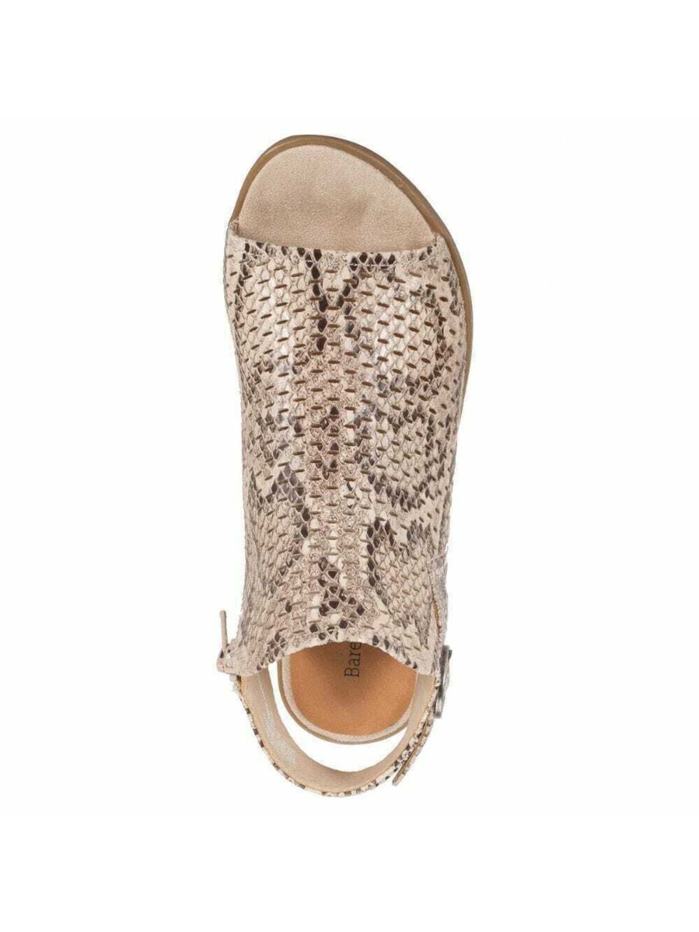 BARETRAPS Womens Beige Snake Print Cushioned Buckle Accent Scotlyn Open Toe Block Heel Zip-Up Flats Shoes 6