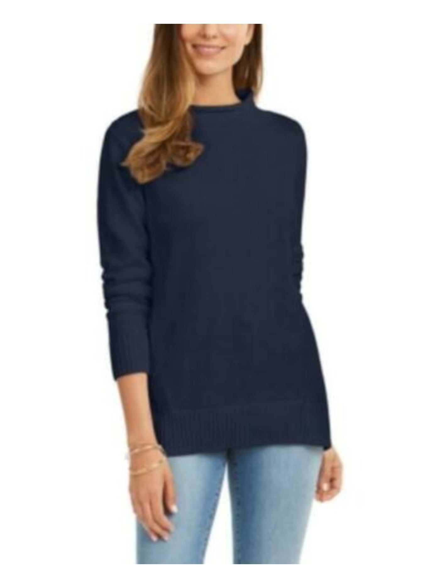KAREN SCOTT Womens Navy 3/4 Sleeve Crew Neck Sweater Size: XXL