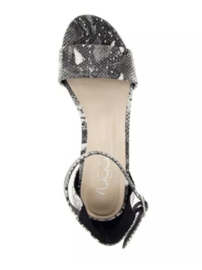 SUGAR Womens Beige Snake Ankle Strap Cushioned Noelle Round Toe Block Heel Buckle Dress Sandals 8.5 M